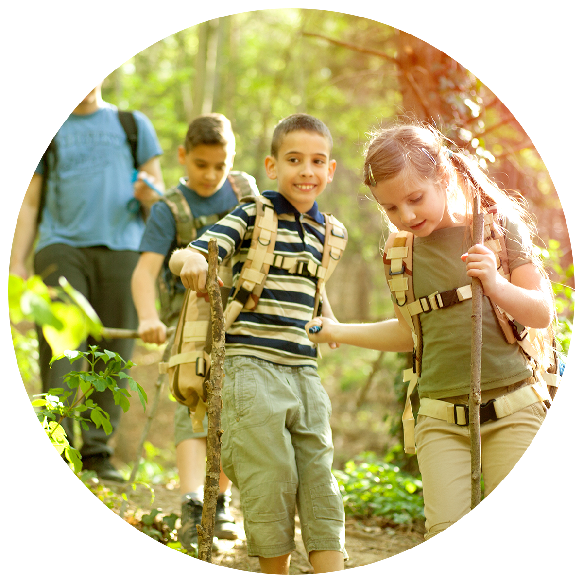 Children enjoying guided outdoor adventure activities